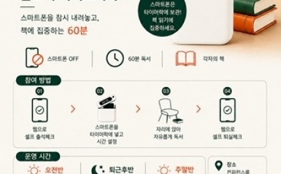 (0825)[정약용도서관과]남양주시 정약용도서관, 스마트폰 내려놓고 60분 독서 ‘침묵독서클럽’ 운영(사진).jpg width: 100%; height : 150px
